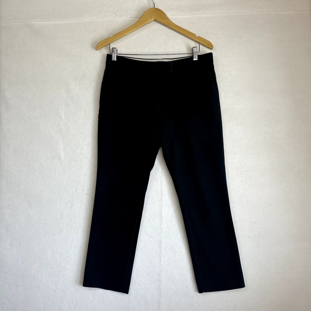 Ann Taylor Womens Sz 6 Tapered Leg Cotton Stretch Chino Pant Black Mid Rise